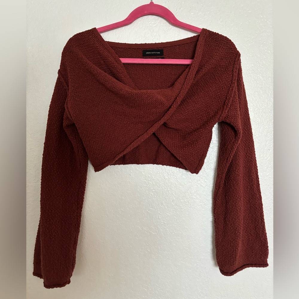 Urban Outfitters Rust Orange Cropped Twist Sweater